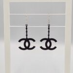 Matte Black CC Logo Dangle Earrings