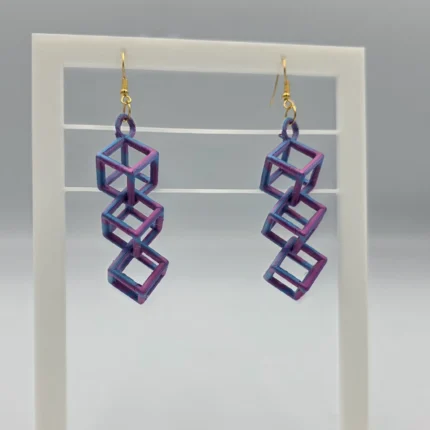 3D Cube Chain Earrings