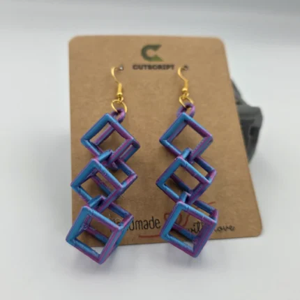 3D Cube Chain Earrings